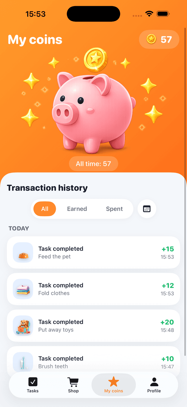 Coin balance and history